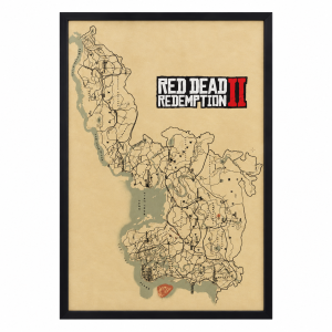 تابلو گیمینگ مخملی طرح Red Dead Redemption 2 Map سایز 40×60 سانتی‌متر