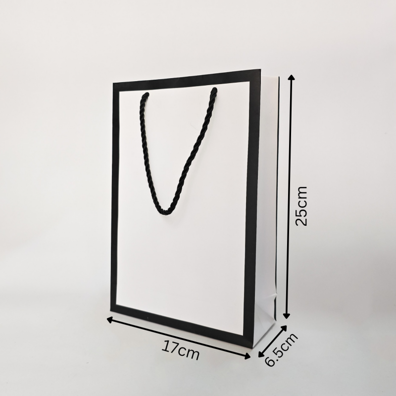 بگ سفید قاب دار براق سایز 6.5*25*17 (بسته 25 عددی)