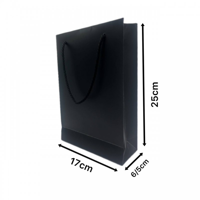 بگ مقوایی مشکی مات سایز 6/5*25*17(بسته 25 عددی)