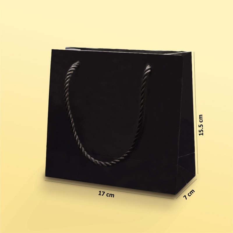 بگ مقوایی  مشکی مات سایز 7*15/5*17 (بسته 25 عددی)