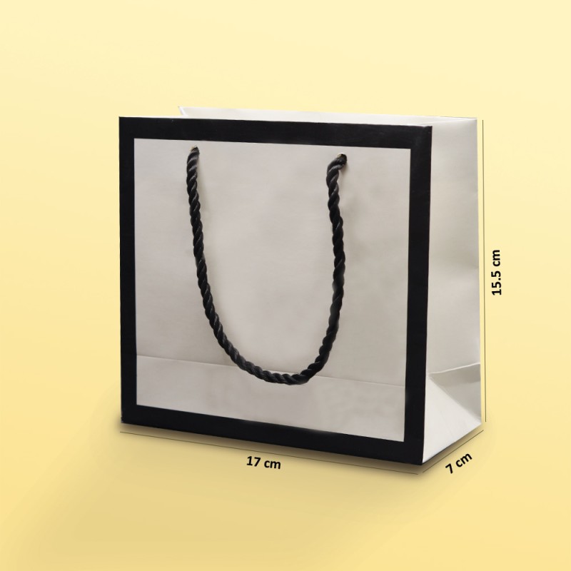 بگ مقوایی سفید قاب دار مات 7*15.5*17(بسته25 عددی )