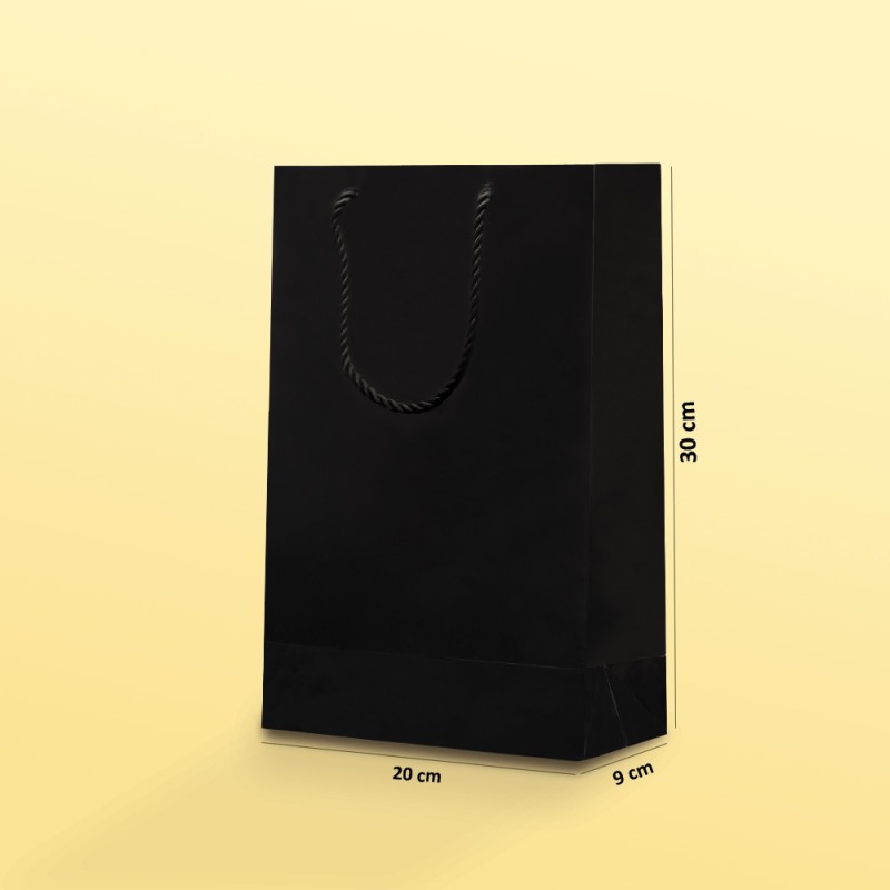 بگ مقوایی مشکی مات سایز 9*30*20 (بسته 25 عددی)