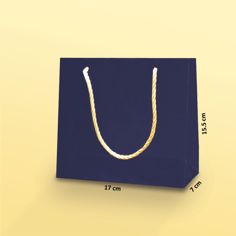 بگ مقوایی سرمه ای سایز7*15.5*17 (بسته 25 عددی )