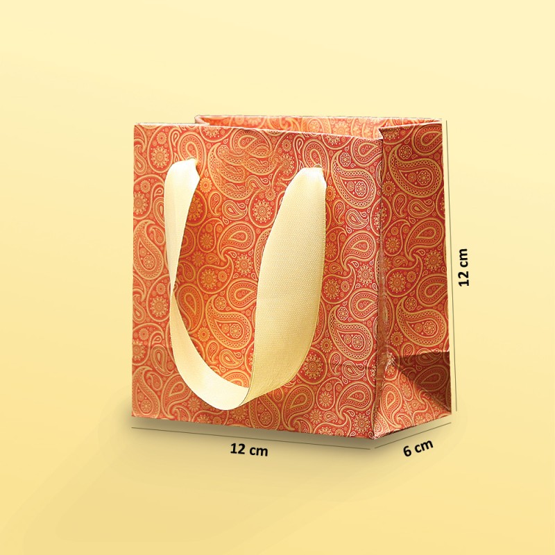 بگ مقوایی ترمه قرمز سایز 6*12*12(بسته 25 عددی)