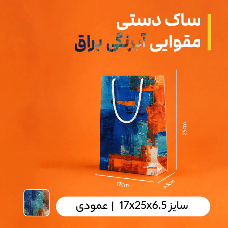 بگ مقوایی ابرنگی براق سایز 6.5*25*17 (بسته 25 عددی)