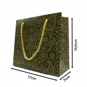 بگ  مقوایی ترمه سبز سایز 7*15/5*17( بسته 25 عددی)