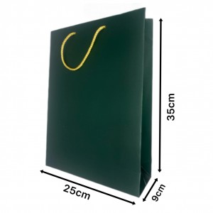 بگ  مقوایی سبز مات سایز 9*35*25( بسته25 عددی)