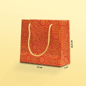 بگ مقوایی ترمه قرمز سایز7*15.5*17(بسته 25 عددی )