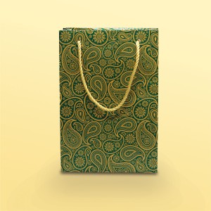 بگ مقوایی ترمه سبز سایز 6.5*25*17(بسته 25 عددی )