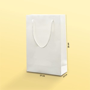 بگ مقوایی سفید مات سایز 6.5*25*17 (بسته 25 عددی)