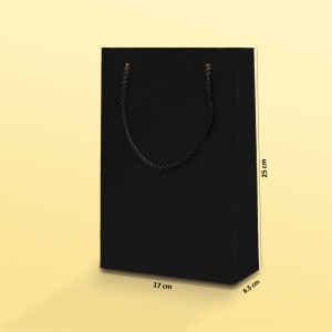 بگ مقوایی مشکی مات سایز 6/5*25*17(بسته 25 عددی)