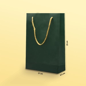 بگ مقوایی سبز مات سایز 6.5*25*17 (بسته 25 عددی )