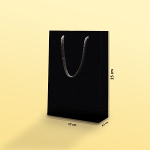 بگ مقوایی مشکی براق  سایز 6.5*25*17 (بسته 25 عددی)