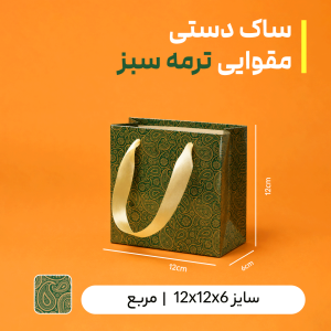 بگ مقوایی ترمه سبز سایز 6*12*12(بسته 25 عددی)