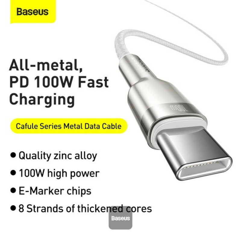 کابل تبدیل USB-C باسئوس مدل Cafule Series Metal Data Cable (100W) طول 1 متر  CATJK-C01