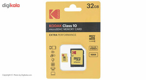 کارت حافظه microSDHC کداک مدل EXTRA PERFORMANCE کلاس 10 همراه با آداپتور ظرفیت 32 گیگابایت