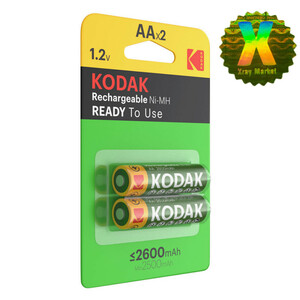 باتری قلمی قابل شارژ کداک مدل Rechargeable raedy to use 2600 mAh XRAY بسته دو عددی