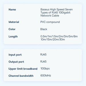 کابل شبکه Cat7 باسئوس مدل HIGH SPEED SEVEN TYPES 10GIGABIT