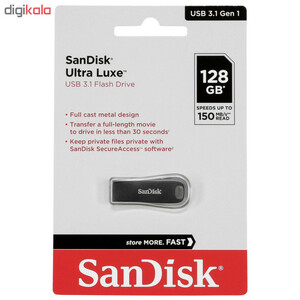 فلش مموری سن دیسک مدل USB 3.2  Ultra Luxe  ظرفیت 128 گیگابایت