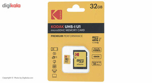 کارت حافظه Premium Performance  microSDHC    کداک مدل UHS-I U1 کلاس 10 سرعت 90MBps همراه با آداپتور ظرفیت 32 گیگابایت