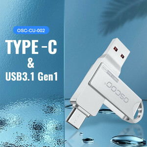 فلش مموری اوسکو CU002 ظرفیت ۶۴ گیگابایت USB 3.1 و Type-C