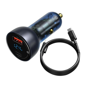 شارژر فندکی باسئوس مدل TZCCKX_0G Dual Quick Charger 65W به همراه کابل USB-C