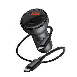 شارژر فندکی باسئوس مدل TZCCKX_0G Dual Quick Charger 65W به همراه کابل USB-C