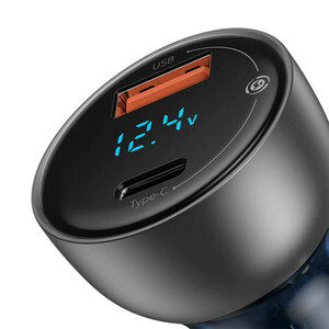 شارژر فندکی باسئوس مدل TZCCKX_0G  Dual Quick Charger 65W   به همراه کابل USB-C