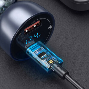 شارژر فندکی باسئوس مدل TZCCKX_0G  Dual Quick Charger 65W   به همراه کابل USB-C