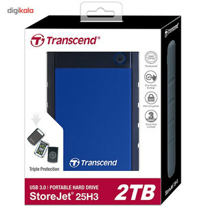 هارد اکسترنال ترنسند مدل StoreJet 25H3 ظرفیت 2 ترابایت دارای رابط USB Type-A