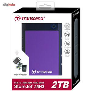 هارد اکسترنال ترنسند مدل StoreJet 25H3 ظرفیت 2 ترابایت دارای رابط USB Type-A