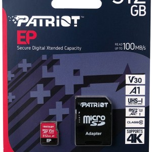 کارت حافظه microSDXC پتریوت مدل EP کلاس 10 استاندارد UHS-I U3-V30 سرعت 90MBpsظرفیت 512  گیگابایت به همراه آداپتورSD