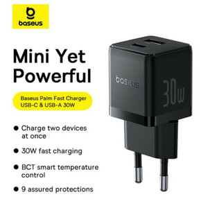 شارژر دیواری 30 وات بیسوس مدل Palm 30W  به همراه کابل USB-C