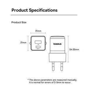 شارژر دیواری 30 وات بیسوس مدل Palm 30W  به همراه کابل USB-C