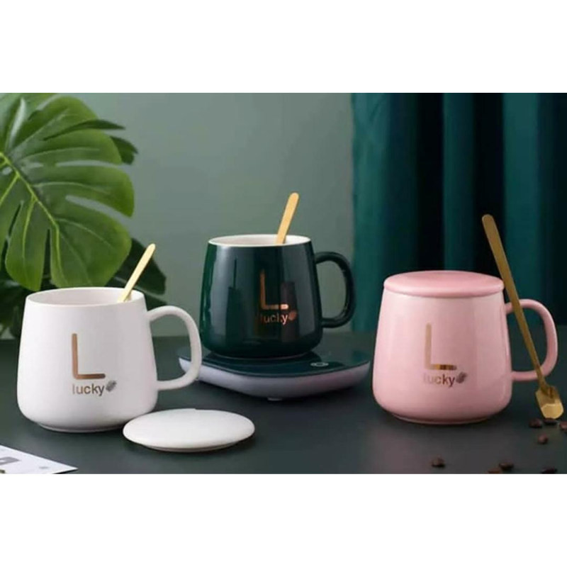 ماگ حرارتی لاکی مدل هیتردار به همراه صفحه گرم کن کارتن رنگی