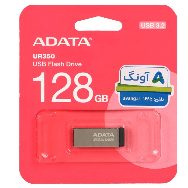 Adata UR350 USB 3.2 Flash Memory - 128GB (گارانتی پنج ساله آونگ) مشکی نقره ای