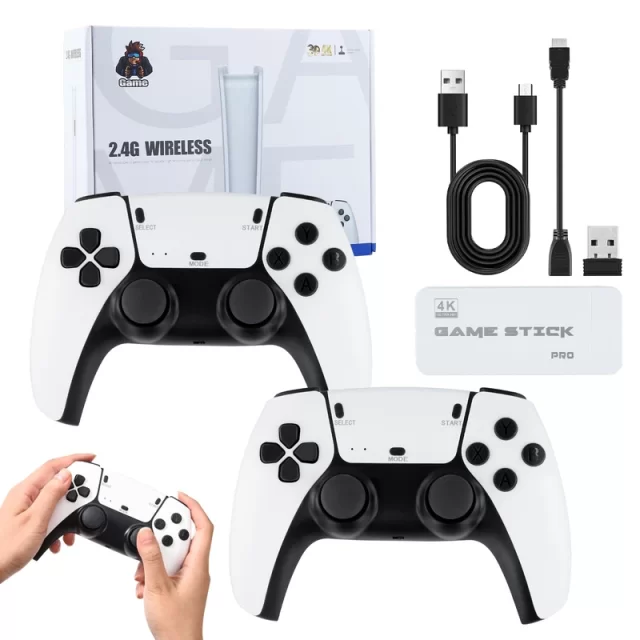 کنسول بازی مدل Game Stick Pro 4K - سفید (گیم استیک پرو) با مموری کارت اورجینال