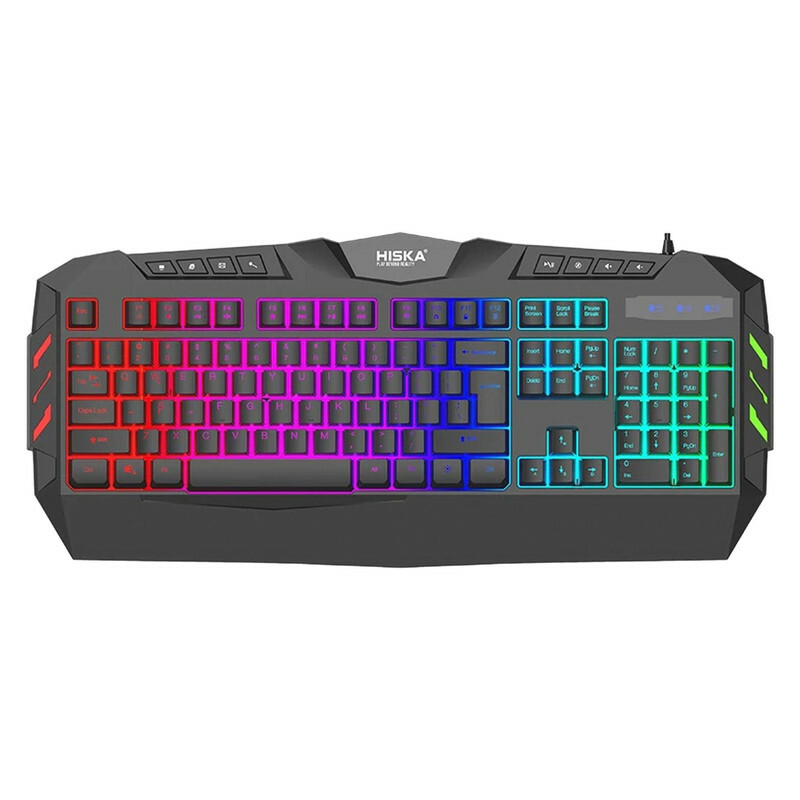 کیبورد گیمینگ هیسکا مدل HX-KEG400 RGB، سوییچ ممبران، Full-Size نورپردازی RGB
