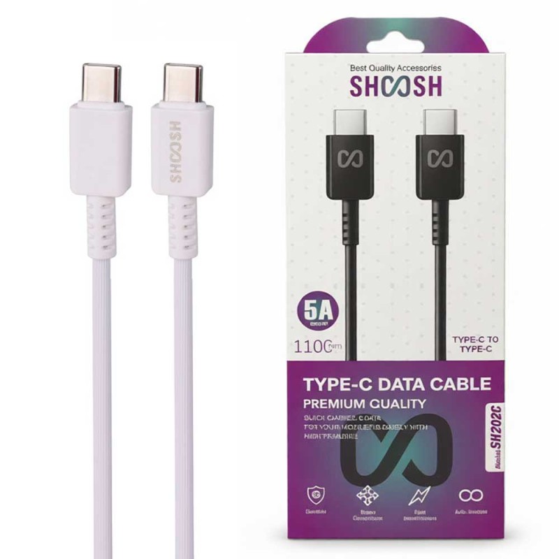 کابل دو سر تایپ سی فست شارژ 5 آمپر شوش SH202C طول 1.1 متر