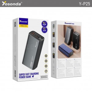 پاوربانک 20000مدلYosonda Y-P24با فناوری شارژ سریع65W