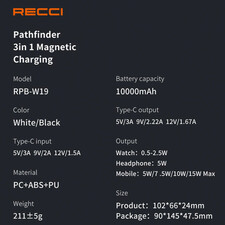 پاوربانک رسی مدل RPB-W19 ظرفیت 10000 میلی آمپر ساعت