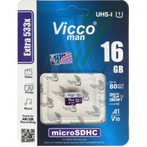 کارت حافظه microSDHC ویکو من مدل Extra 533X کلاس 10 استاندارد UHS-I U1 سرعت 80MBps ظرفیت 16 گیگابایت
