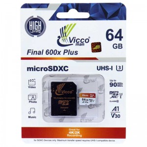 کارت حافظه microSDXC ویکو من مدل Final 600X کلاس 10 استاندارد UHS-I U3 سرعت 90MBps ظرفیت 64گیگابایت همراه با آداپتور SD