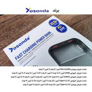 پاور بانک یوسوندا Y-P91 ظرفیت ۱۰ هزار میلی آمپر ساعت فست شارژ