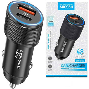 شارژر فندکی 48 وات دو پورت شوش مدل SH-803