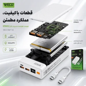 پاوربانک 22.5 وات ویکو مدل WE-102 ظرفیت 20000 میلی آمپر ساعت