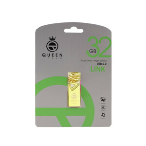 فلش مموری 32 گیگابایت کوئین تک مدل GLINK با رابط USB 2.0، طراحی بند انگشتی فلزی، سازگار با گوشی، تبلت، کامپیوتر و تلویزیون، سرعت انتقال 30 مگابایت بر ثانیه