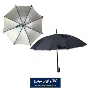 چتر مشکی مردانه داخل نقره ای دسته عصایی ۸ فنر دوبل HCH-006