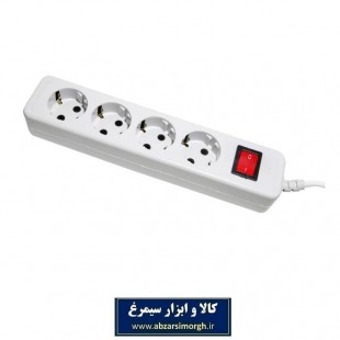 رابط 4 خانه ارت دار پارت الکتریک مدل نیک PE293 مستطیل با کابل ۱.۸ متری ESS-009