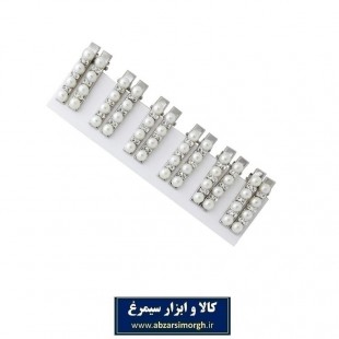 گیره سر انبر فلزی مرواریدی نگین دار ۴ سانت ۲ عددی ZGS-002